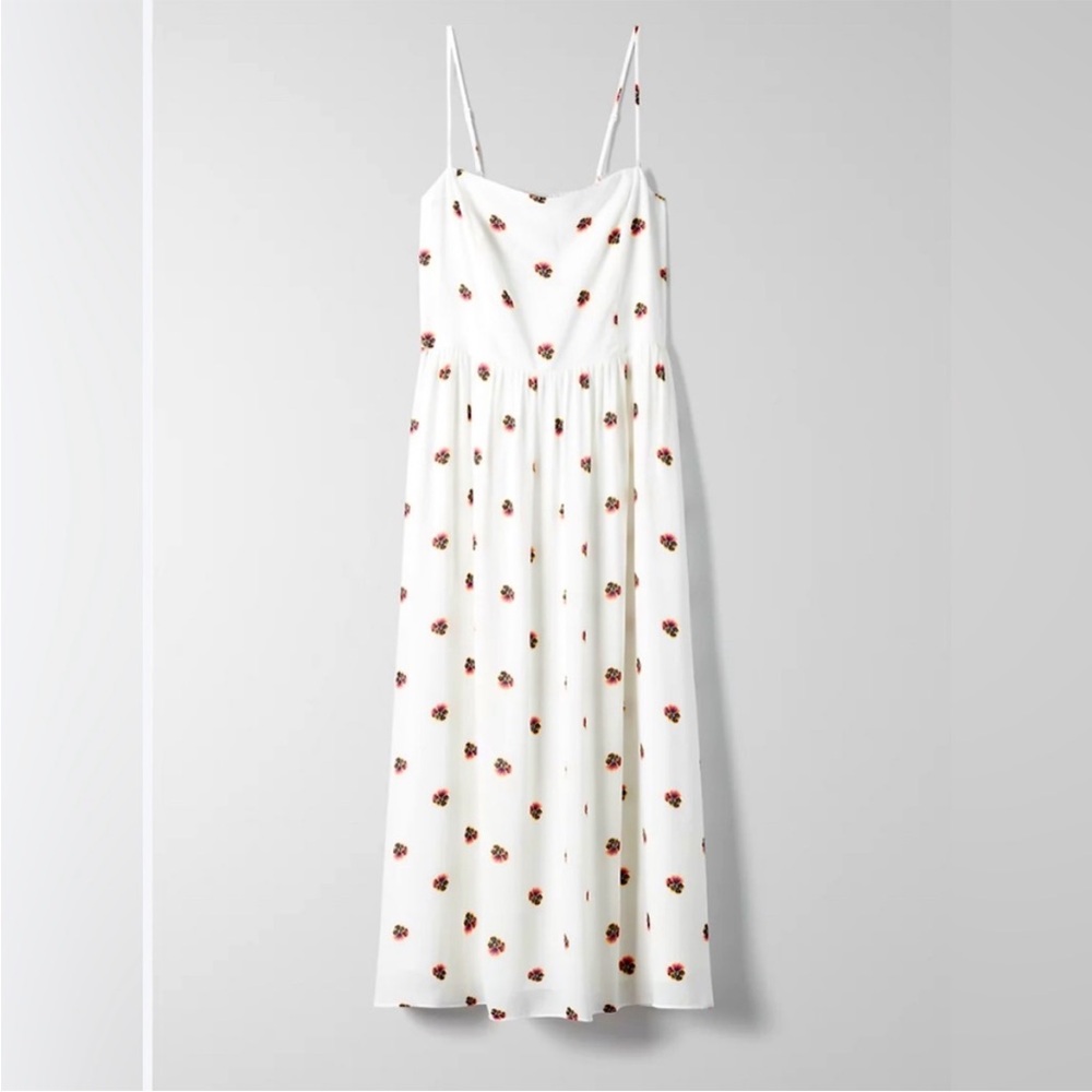NWOt Aritzia Babaton Noel fit and flare pansy print midi dress size 4